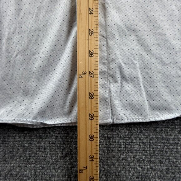 David Donahue 16.5 34/35 Trim Cotton Geometric Blue Shirt Long Sleeve Button Up - Picture 6 of 13